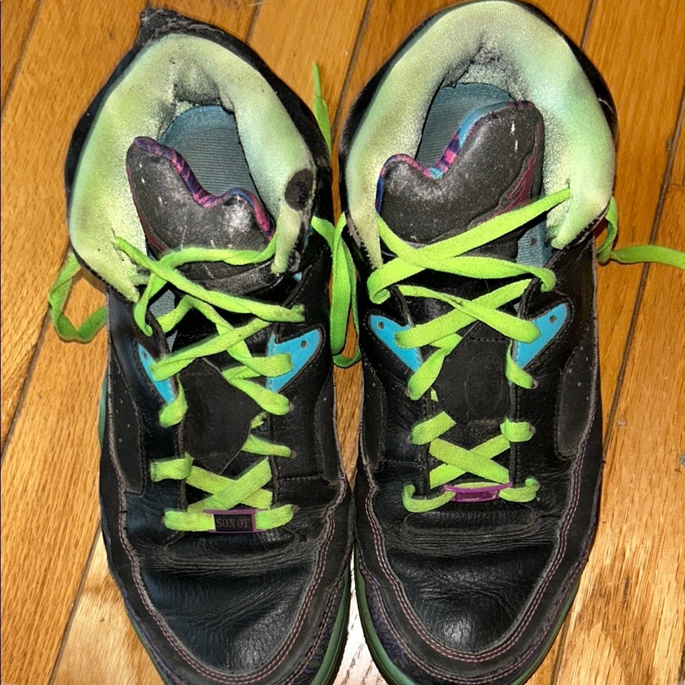 Jordan Black and Green High Top Sneakers